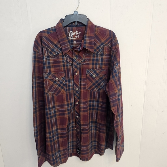 Wrangler Men Rock 47 Plaid Pearl Snap Western Shirt Sz XXL Rodeo Cowboy W504 - Picture 1 of 9